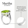 Martha Stewart 10 1/4 Carat Emerald Cut Gemstone Ring with Lab Grown Diamonds in Sterling Silver, Choose Your Gemstone(Peridot)