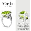 Martha Stewart 10 1/4 Carat Emerald Cut Gemstone Ring with Lab Grown Diamonds in Sterling Silver, Choose Your Gemstone(Peridot)