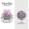 Martha Stewart 10 1/4 Carat Emerald Cut Gemstone Ring with Lab Grown Diamonds in Sterling Silver, Choose Your Gemstone(Pink Sapphire)