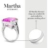 Martha Stewart 10 1/4 Carat Emerald Cut Gemstone Ring with Lab Grown Diamonds in Sterling Silver, Choose Your Gemstone(Pink Sapphire)