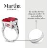 Martha Stewart 10 1/4 Carat Emerald Cut Gemstone Ring with Lab Grown Diamonds in Sterling Silver, Choose Your Gemstone(Ruby)
