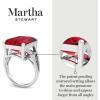 Martha Stewart 10 1/4 Carat Emerald Cut Gemstone Ring with Lab Grown Diamonds in Sterling Silver, Choose Your Gemstone(Ruby)