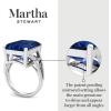 Martha Stewart 10 1/4 Carat Emerald Cut Gemstone Ring with Lab Grown Diamonds in Sterling Silver, Choose Your Gemstone(Sapphire)
