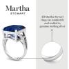 Martha Stewart 10 1/4 Carat Emerald Cut Gemstone Ring with Lab Grown Diamonds in Sterling Silver, Choose Your Gemstone(Sapphire)