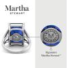 Martha Stewart 10 1/4 Carat Emerald Cut Gemstone Ring with Lab Grown Diamonds in Sterling Silver, Choose Your Gemstone(Sapphire)