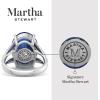 Martha Stewart 10 1/4 Carat Oval Shape Gemstone Ring with Lab Grown Diamonds in Sterling Silver, Cho(Sapphire)