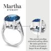 Martha Stewart 10 1/4 Carat Oval Shape Gemstone Ring with Lab Grown Diamonds in Sterling Silver, Cho(Sapphire)