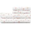 Martha Stewart 100% Cotton Queen Sheets Set – 4 Piece, Soft, Smooth, Durable, Easy Care, 16″ Deep Pocket Sheets, Bedding Sheets, Sateen Sheets, 1 Flat, 1 Fitted, 2 Pillowcases, Dorm Essential, Yellow(Shea Floral Blush)