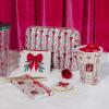 Martha Stewart 12 oz Ceramic Travel Mug with Plastic Lid, Festive Coffee Cup for Hot Drinks, Christmas Gift for Coffee & Tea Lovers (Holiday Stamps)