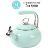 Martha Stewart 1.5-Quart Enamel on Steel Carbon Steel Tea Kettle w/Stainless Steel Handle – Martha Blue