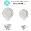 Martha Stewart 16 Piece Basket Weave New Bone China Embossed Porcelain Chip and Scratch Resistant Dinnerware Set(White)