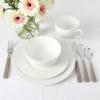 Martha Stewart 16 Piece Basket Weave New Bone China Embossed Porcelain Chip and Scratch Resistant Dinnerware Set(White)