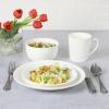 Martha Stewart 16 Piece Basket Weave New Bone China Embossed Porcelain Chip and Scratch Resistant Dinnerware Set(White (Basket Weave))