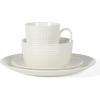 Martha Stewart 16 Piece Basket Weave New Bone China Embossed Porcelain Chip and Scratch Resistant Dinnerware Set(White (Basket Weave))