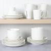 Martha Stewart 16 Piece Basket Weave New Bone China Embossed Porcelain Chip and Scratch Resistant Dinnerware Set(White (Embossed))