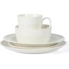 Martha Stewart 16 Piece Basket Weave New Bone China Embossed Porcelain Chip and Scratch Resistant Dinnerware Set(White (Embossed))