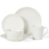Martha Stewart 16 Piece Basket Weave New Bone China Embossed Porcelain Chip and Scratch Resistant Dinnerware Set(White (Embossed))