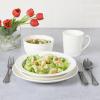 Martha Stewart 16 Piece Basket Weave New Bone China Embossed Porcelain Chip and Scratch Resistant Dinnerware Set(White (Embossed))
