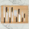 Martha Stewart 16 Piece Lockton High Carbon Stainless Steel Cutlery Kitchen Knife Block Set W/ABS Tripe Riveted Forged Handle Acacia Wood Block – Linen White W/Gold(Stainless Steel / Black Cleaver)