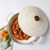 Martha Stewart 3.5-Quart Enameled Cast Iron Dutch Oven Braiser – Linen w/Gold Knob(Linen w/ Gold Knob (Braiser))