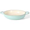 Martha Stewart 3.5-Quart Enameled Cast Iron Dutch Oven Braiser – Linen w/Gold Knob(Martha Blue w/ Gold Knob (Braiser))