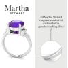 Martha Stewart 4 1/2 Carat Oval Shape Gemstone Ring with Lab Grown Diamonds in Sterling Silver, Choose Your Gemstone(Amethyst)