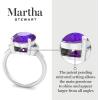 Martha Stewart 4 1/2 Carat Oval Shape Gemstone Ring with Lab Grown Diamonds in Sterling Silver, Choose Your Gemstone(Amethyst)