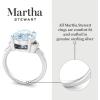 Martha Stewart 4 1/2 Carat Oval Shape Gemstone Ring with Lab Grown Diamonds in Sterling Silver, Choose Your Gemstone(Aquamarine)