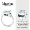 Martha Stewart 4 1/2 Carat Oval Shape Gemstone Ring with Lab Grown Diamonds in Sterling Silver, Choose Your Gemstone(Aquamarine)