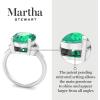 Martha Stewart 4 1/2 Carat Oval Shape Gemstone Ring with Lab Grown Diamonds in Sterling Silver, Choose Your Gemstone(Emerald)