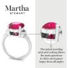 Martha Stewart 4 1/2 Carat Oval Shape Gemstone Ring with Lab Grown Diamonds in Sterling Silver, Choose Your Gemstone(Ruby)