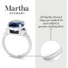 Martha Stewart 4 1/2 Carat Oval Shape Gemstone Ring with Lab Grown Diamonds in Sterling Silver, Choose Your Gemstone(Sapphire)