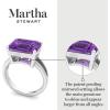 Martha Stewart 5 1/2 Carat Emerald Cut Gemstone Ring with Lab Grown Diamonds in Sterling Silver, Choose Your Gemstone(Amethyst)