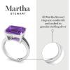 Martha Stewart 5 1/2 Carat Emerald Cut Gemstone Ring with Lab Grown Diamonds in Sterling Silver, Choose Your Gemstone(Amethyst)
