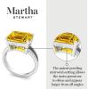 Martha Stewart 5 1/2 Carat Emerald Cut Gemstone Ring with Lab Grown Diamonds in Sterling Silver, Choose Your Gemstone(Citrine)