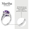 Martha Stewart 5 1/2 Carat Pear Shape Gemstone Ring with Lab Grown Diamonds in Sterling Silver, Choose Your Gemstone(Amethyst)
