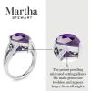 Martha Stewart 5 1/2 Carat Pear Shape Gemstone Ring with Lab Grown Diamonds in Sterling Silver, Choose Your Gemstone(Amethyst)