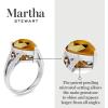 Martha Stewart 5 1/2 Carat Pear Shape Gemstone Ring with Lab Grown Diamonds in Sterling Silver, Choose Your Gemstone(Citrine)