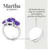 Martha Stewart 5 Carat Oval Shape Gemstone Three Stone Ring with Lab Grown Diamonds in Sterling Silver, Choose Your Gemstone(Option 1)