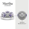 Martha Stewart 5 Carat Oval Shape Gemstone Three Stone Ring with Lab Grown Diamonds in Sterling Silver, Choose Your Gemstone(Option 1)
