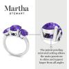 Martha Stewart 5 Carat Oval Shape Gemstone Three Stone Ring with Lab Grown Diamonds in Sterling Silver, Choose Your Gemstone(Option 1)