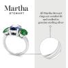Martha Stewart 5 Carat Oval Shape Gemstone Three Stone Ring with Lab Grown Diamonds in Sterling Silver, Choose Your Gemstone(Option 10)