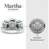 Martha Stewart 5 Carat Oval Shape Gemstone Three Stone Ring with Lab Grown Diamonds in Sterling Silver, Choose Your Gemstone(Option 10)