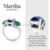 Martha Stewart 5 Carat Oval Shape Gemstone Three Stone Ring with Lab Grown Diamonds in Sterling Silver, Choose Your Gemstone(Option 10)