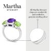 Martha Stewart 5 Carat Oval Shape Gemstone Three Stone Ring with Lab Grown Diamonds in Sterling Silver, Choose Your Gemstone(Option 2)