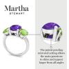 Martha Stewart 5 Carat Oval Shape Gemstone Three Stone Ring with Lab Grown Diamonds in Sterling Silver, Choose Your Gemstone(Option 2)