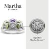Martha Stewart 5 Carat Oval Shape Gemstone Three Stone Ring with Lab Grown Diamonds in Sterling Silver, Choose Your Gemstone(Option 2)