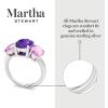 Martha Stewart 5 Carat Oval Shape Gemstone Three Stone Ring with Lab Grown Diamonds in Sterling Silver, Choose Your Gemstone(Option 3)