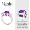 Martha Stewart 5 Carat Oval Shape Gemstone Three Stone Ring with Lab Grown Diamonds in Sterling Silver, Choose Your Gemstone(Option 3)