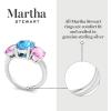 Martha Stewart 5 Carat Oval Shape Gemstone Three Stone Ring with Lab Grown Diamonds in Sterling Silver, Choose Your Gemstone(Option 4)